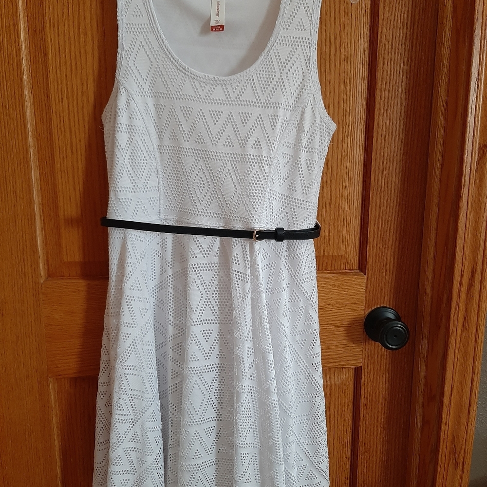 Crisp White Eyelet tank dress with flair!
